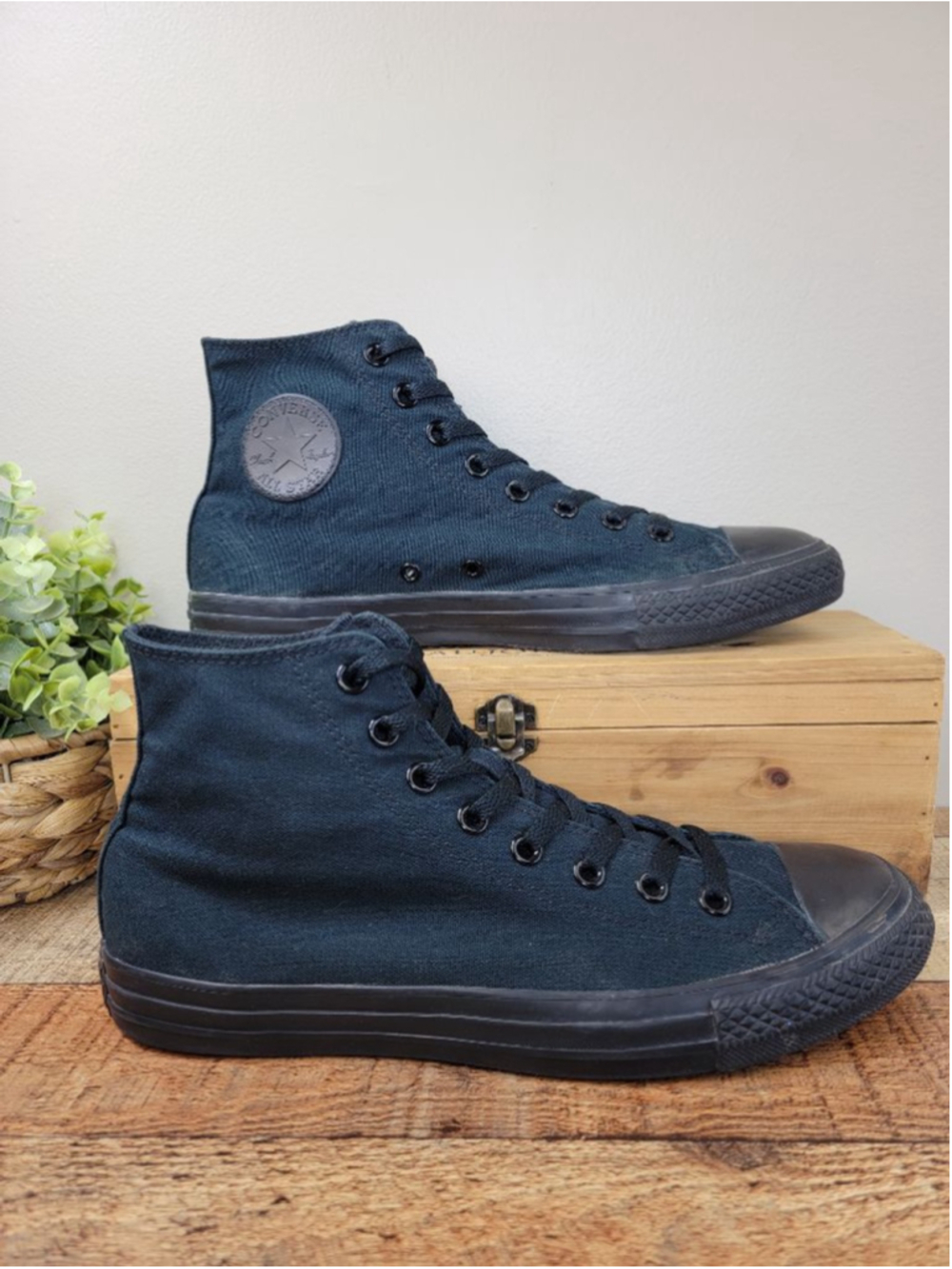 CTAS 9.5 Converse High Top Solid Black Canvas Skate Shoes SK8 Sneakers 11.5 W